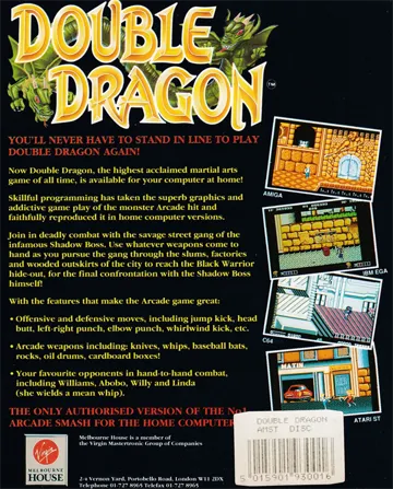 Double Dragon (UK) (128K) (1988) [Virgin Mastertronic] (Trainer) box cover back